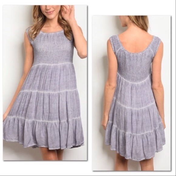 *CLEARANCE* Dusty Grey Mineral Washed Dress - Picture 5 of 16
